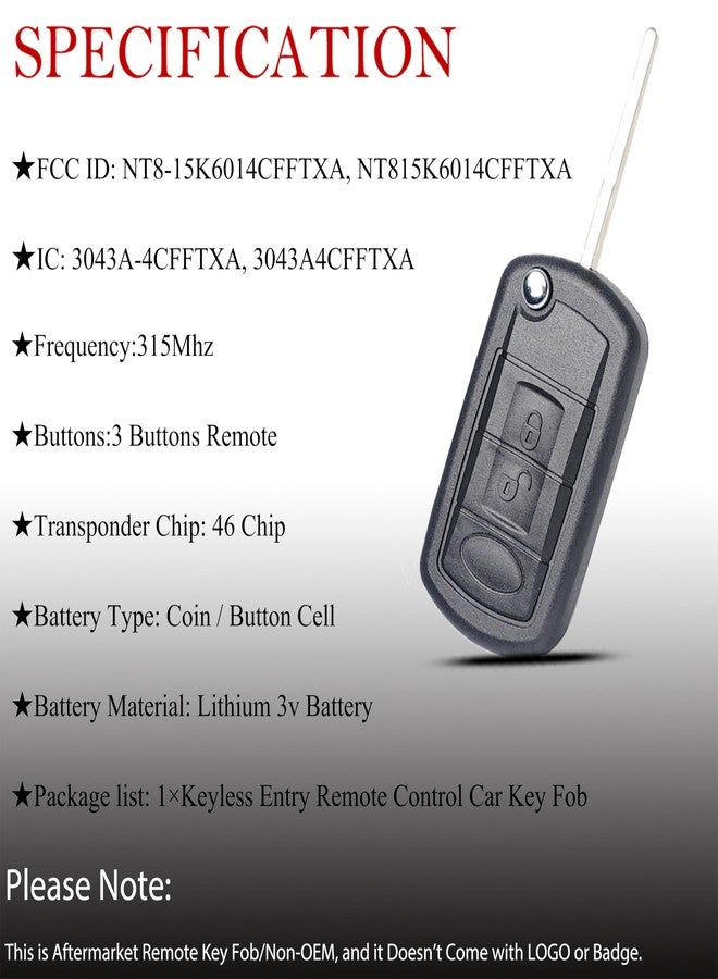 MechanMagic مفتاح تحكم عن بعد بديل من MechanMagic، متوافق مع سيارات لاند روفر رينج روفر موديلات 2006-2010، ورينج روفر سبورت، وLR3 موديلات 2005-2009. رقم تعريف لجنة الاتصالات الفيدرالية: NT8-15K6014CFFTXA. مفتاح قابل للطي للتحكم عن بعد للدخول بدون مفتاح. - Image 5